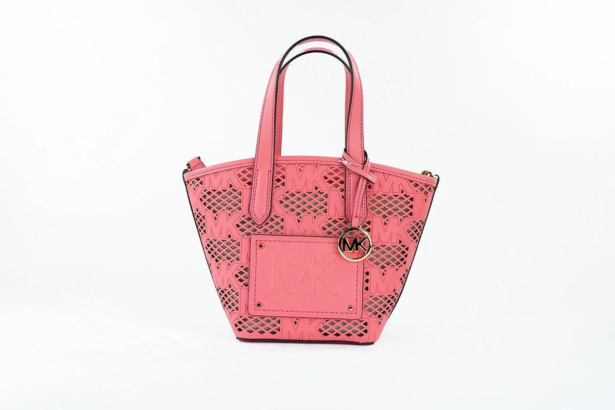 Michael Kors Kimber Small Tea Rose Leather 2-in-1 Zip Tote Messenger Bag Purse - Tote Bags