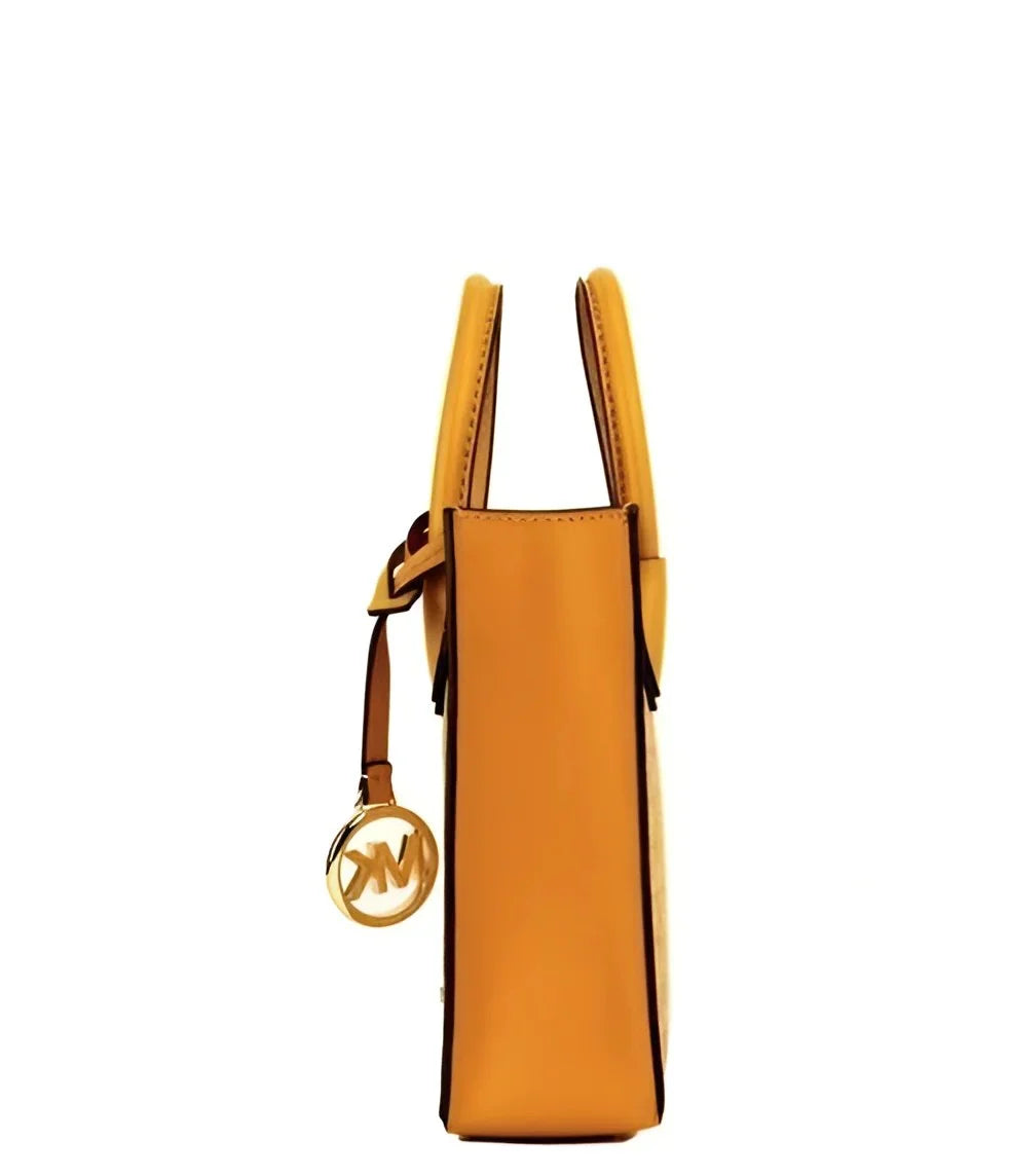 Michael Kors Mercer XS Honeycomb Gold Signature PVC North South Shopper Crossbody Bag - Cross Body Bags