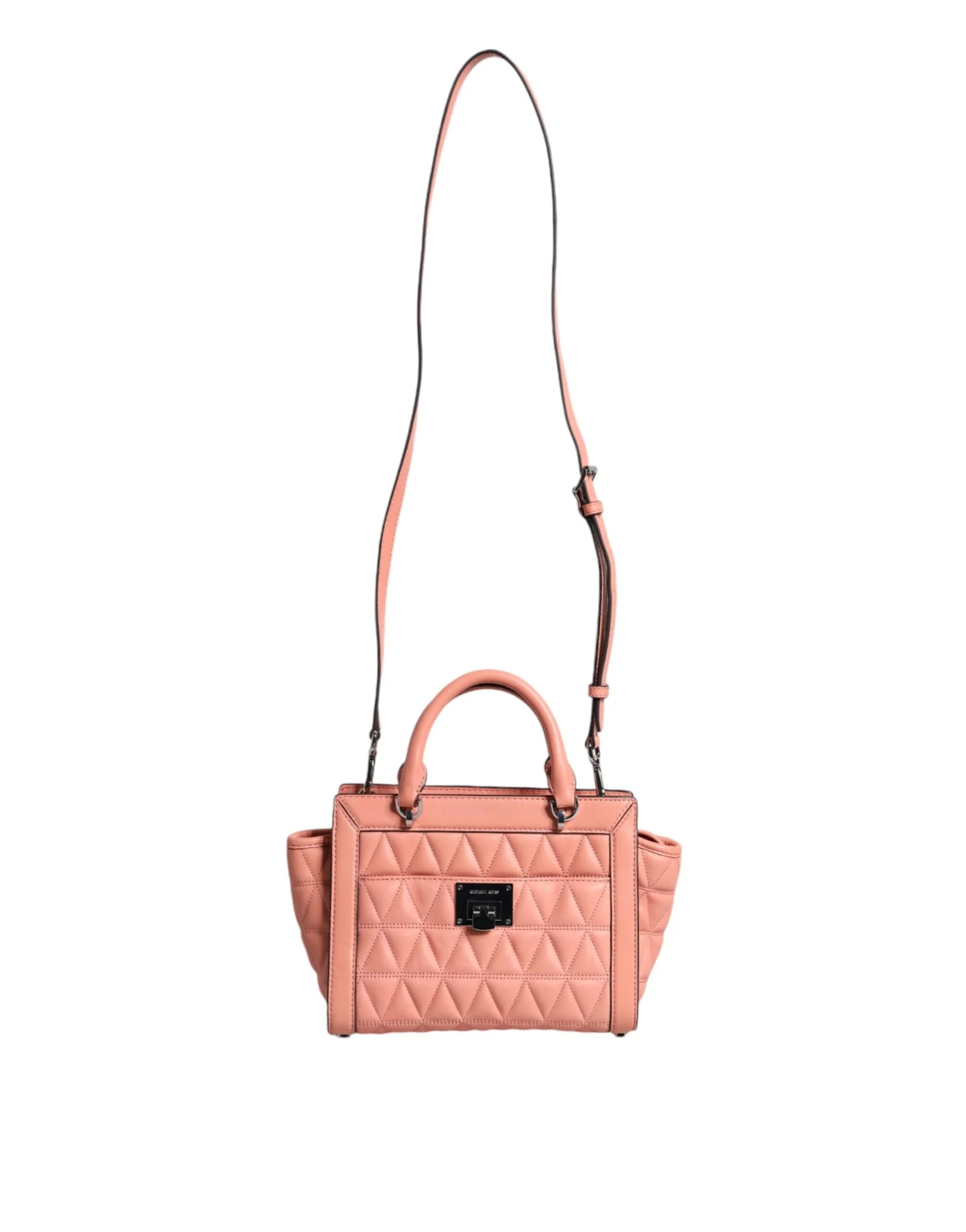 Michael Kors Peach Quilted Leather Logo Crossbody VIVIANNE Messenger Bag - Cross Body Bags