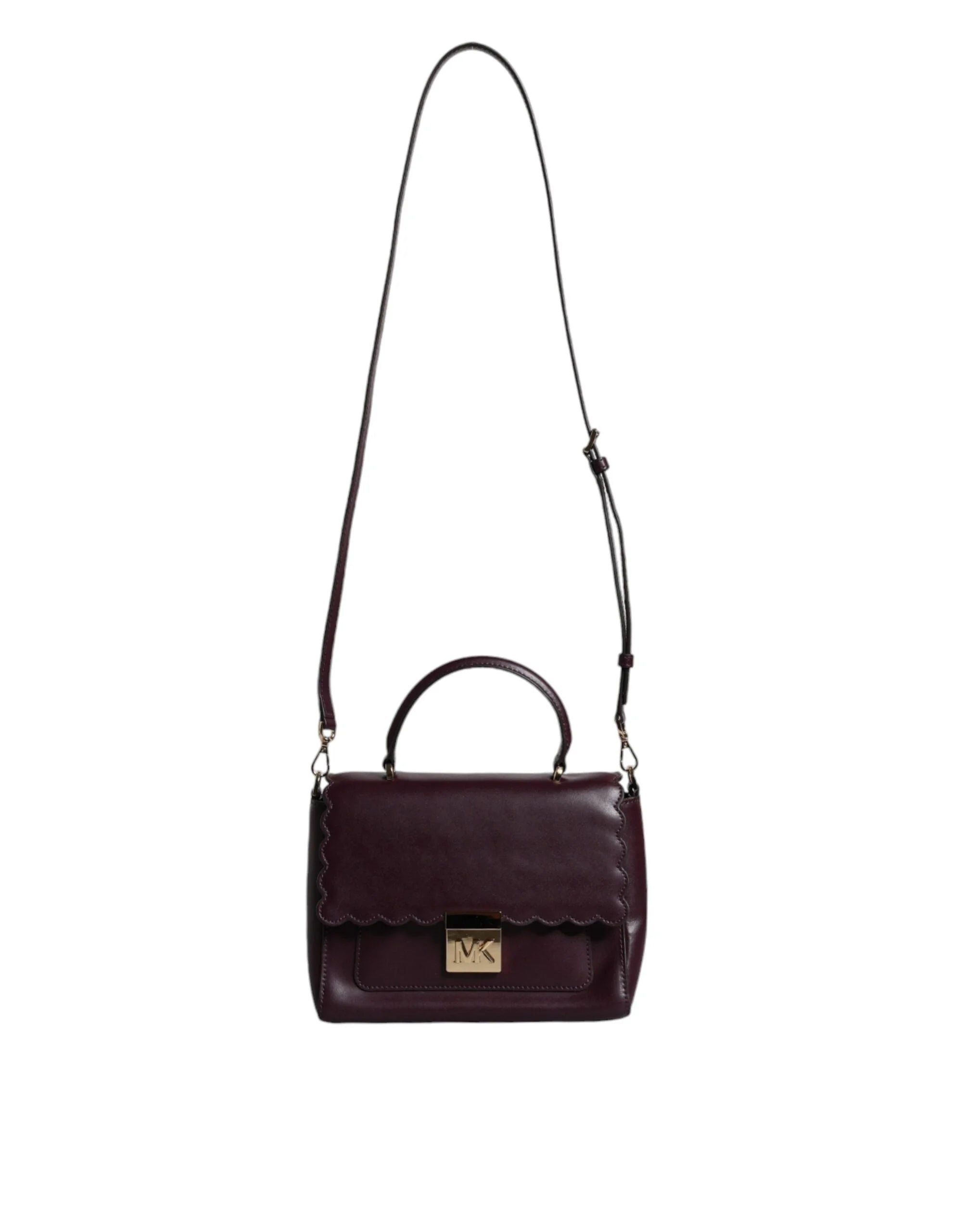 Michael Kors Purple Leather Logo Plaque Crossbody MINDY Satchel Bag - Cross Body Bags