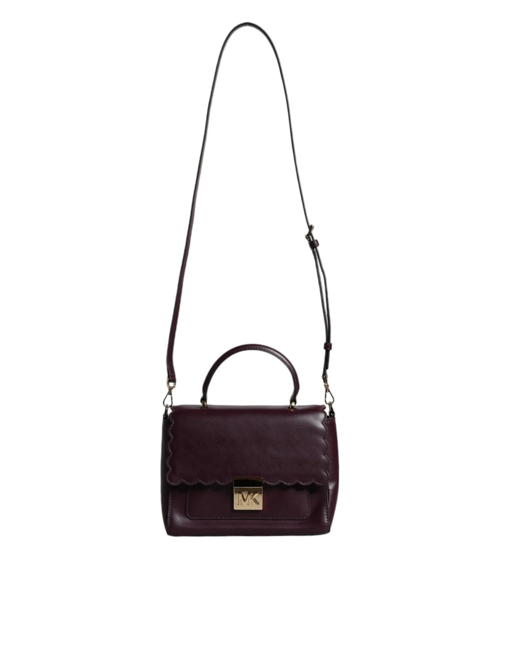 Michael Kors Purple Leather Logo Plaque Crossbody MINDY Satchel Bag - Cross Body Bags