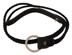 MILA SCHÖN Black Leather Slim Women Waistband Metal Buckle Belt - 85 cm / 34 Inches - Belts