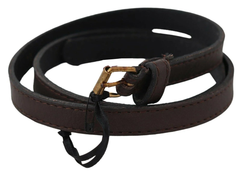 MILA SCHÖN Brown Genuine Leather Skinny Fashion Dark - 75 cm / 29,5 Inches - Belts
