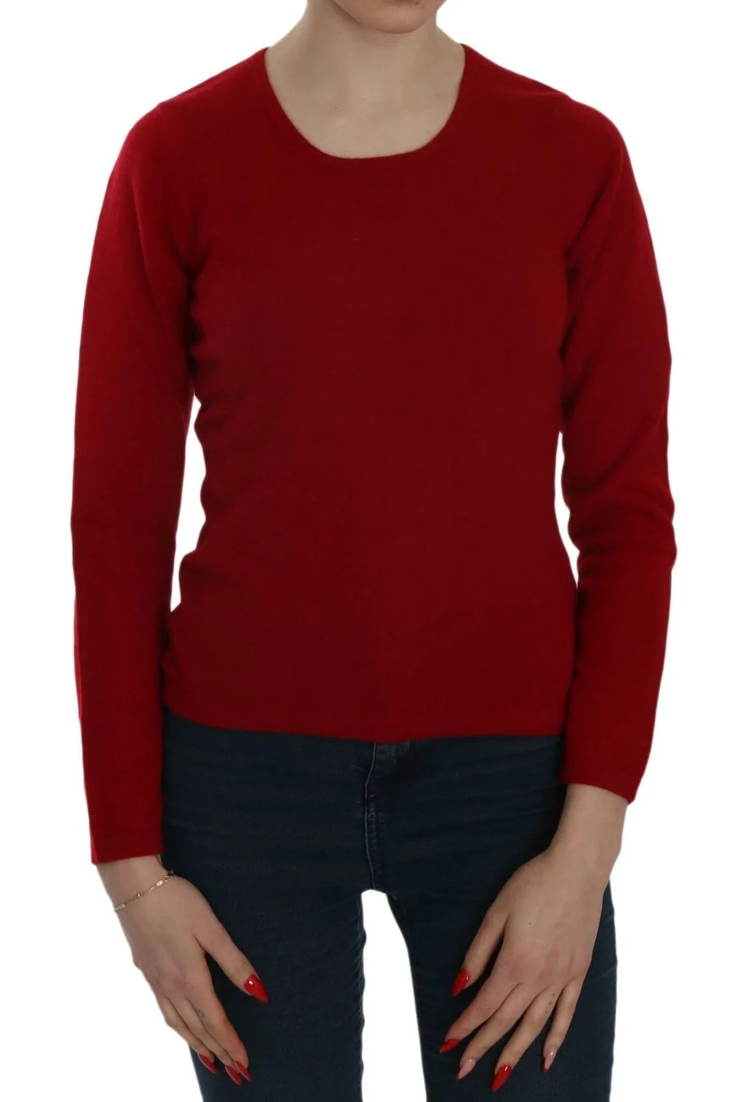 MILA SCHÖN Red Round Neck Pullover Cashmere Sweater - Sweaters