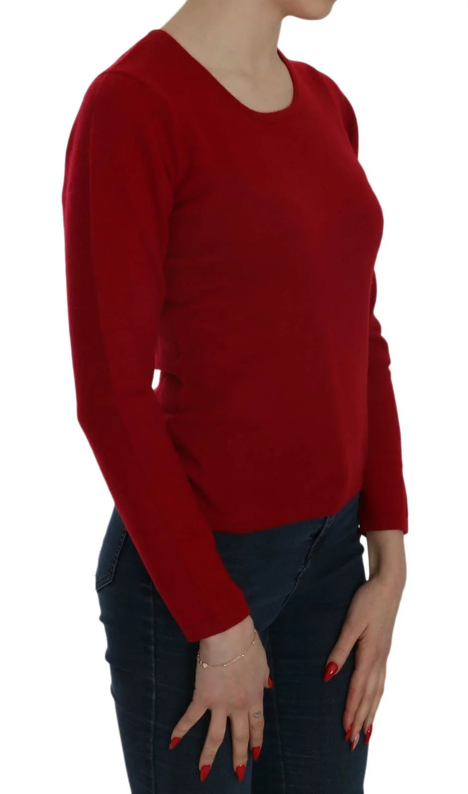 MILA SCHÖN Red Round Neck Pullover Cashmere Sweater - Sweaters