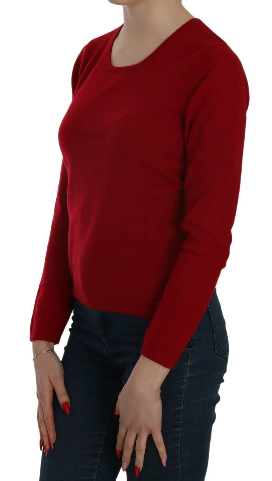 MILA SCHÖN Red Round Neck Pullover Cashmere Sweater - Sweaters