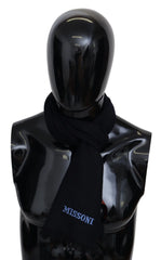 Missoni Black 100% Wool Knit Unisex Neck Wrap Shawl Scarf - Scarves & Shawls