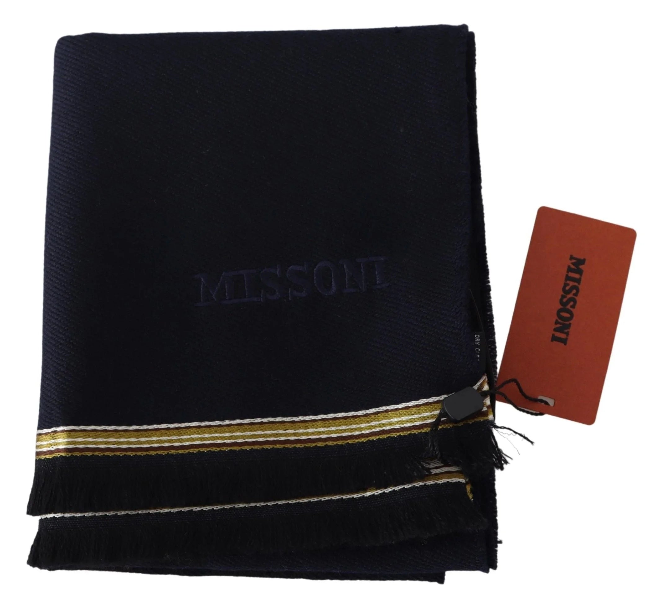Missoni Black 100% Wool Unisex Neck Wrap Fringes Scarf - Scarves & Shawls