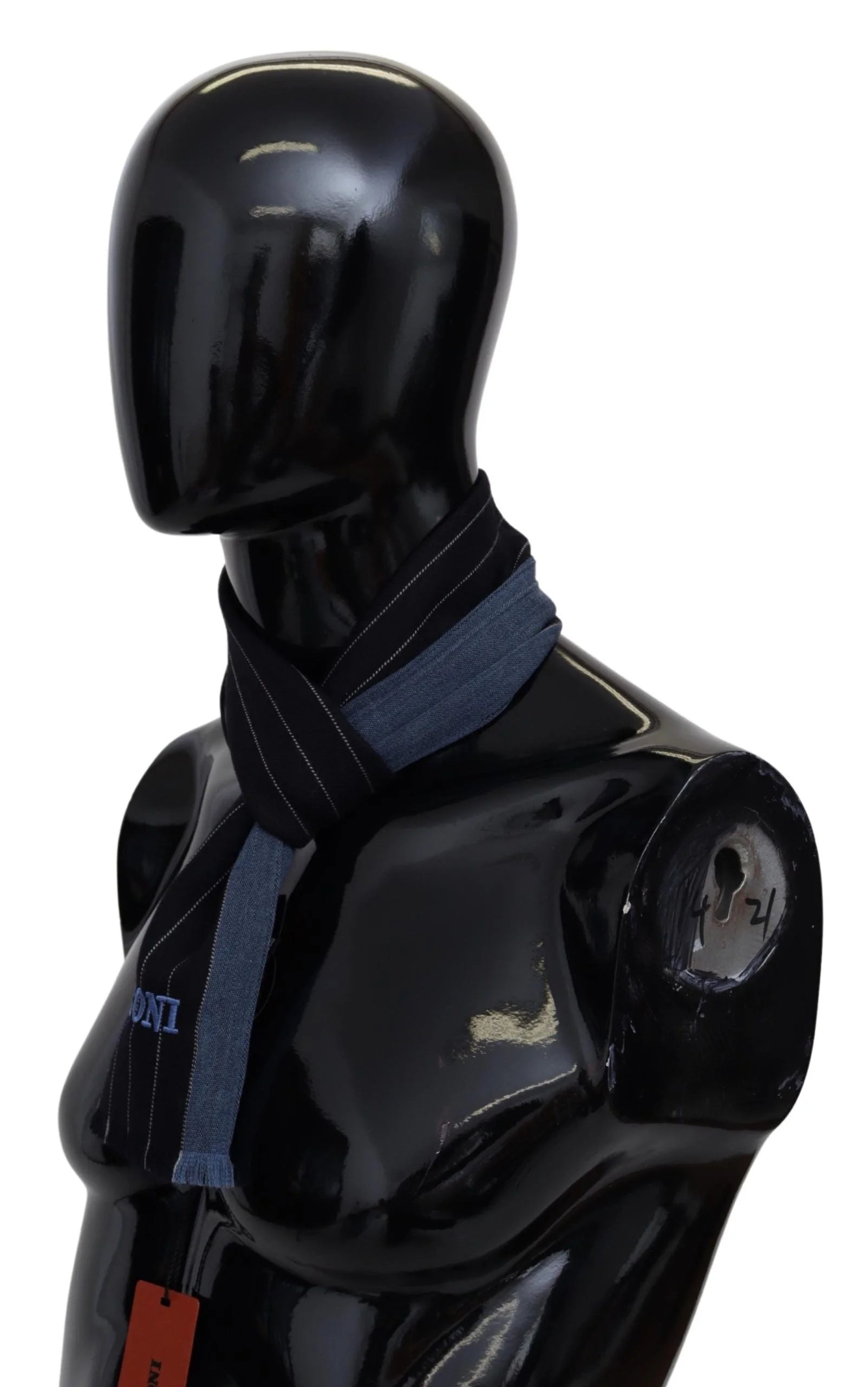 Missoni Black Blue Striped Wool Unisex Wrap scarf - Scarves & Shawls