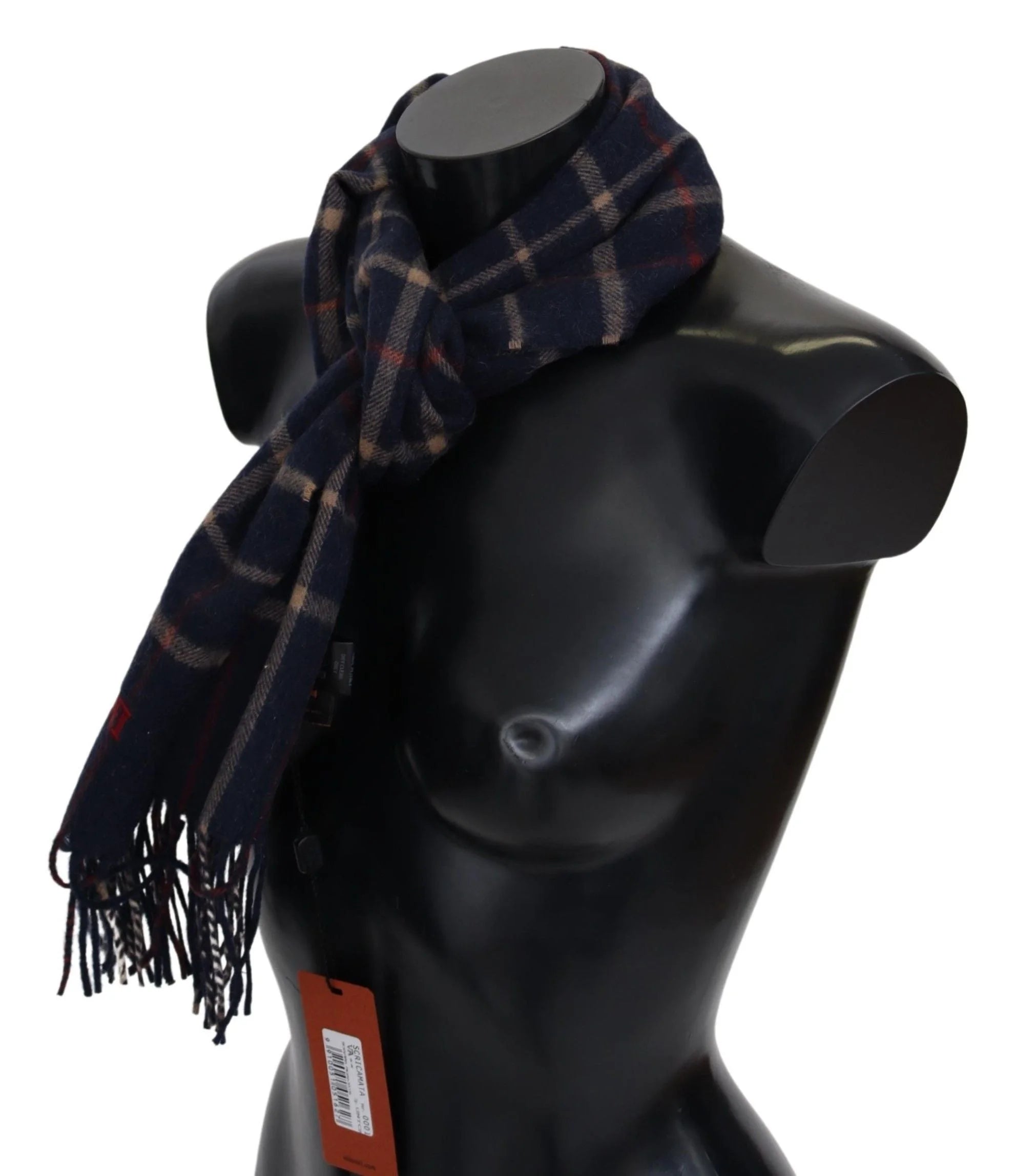 Missoni Black Checkered Unisex Neck Wrap Fringes Scarf - Scarves & Shawls