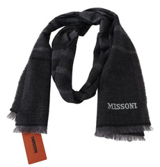 Missoni Black Striped Wool Unisex Neck Wrap Scarf - Scarves & Shawls