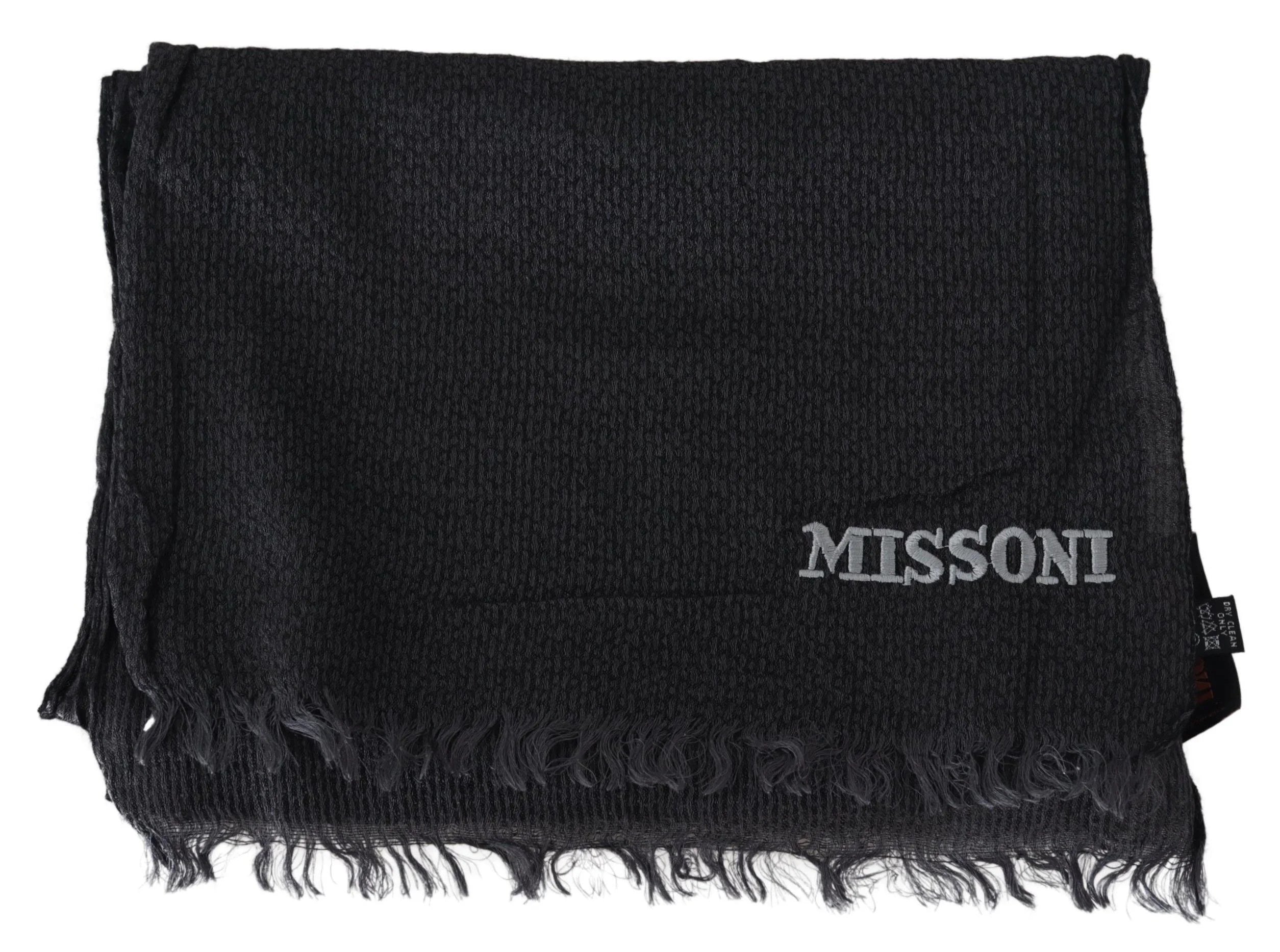 Missoni Black Wool Knit Unisex Neck Wrap Scarf - Scarves & Shawls