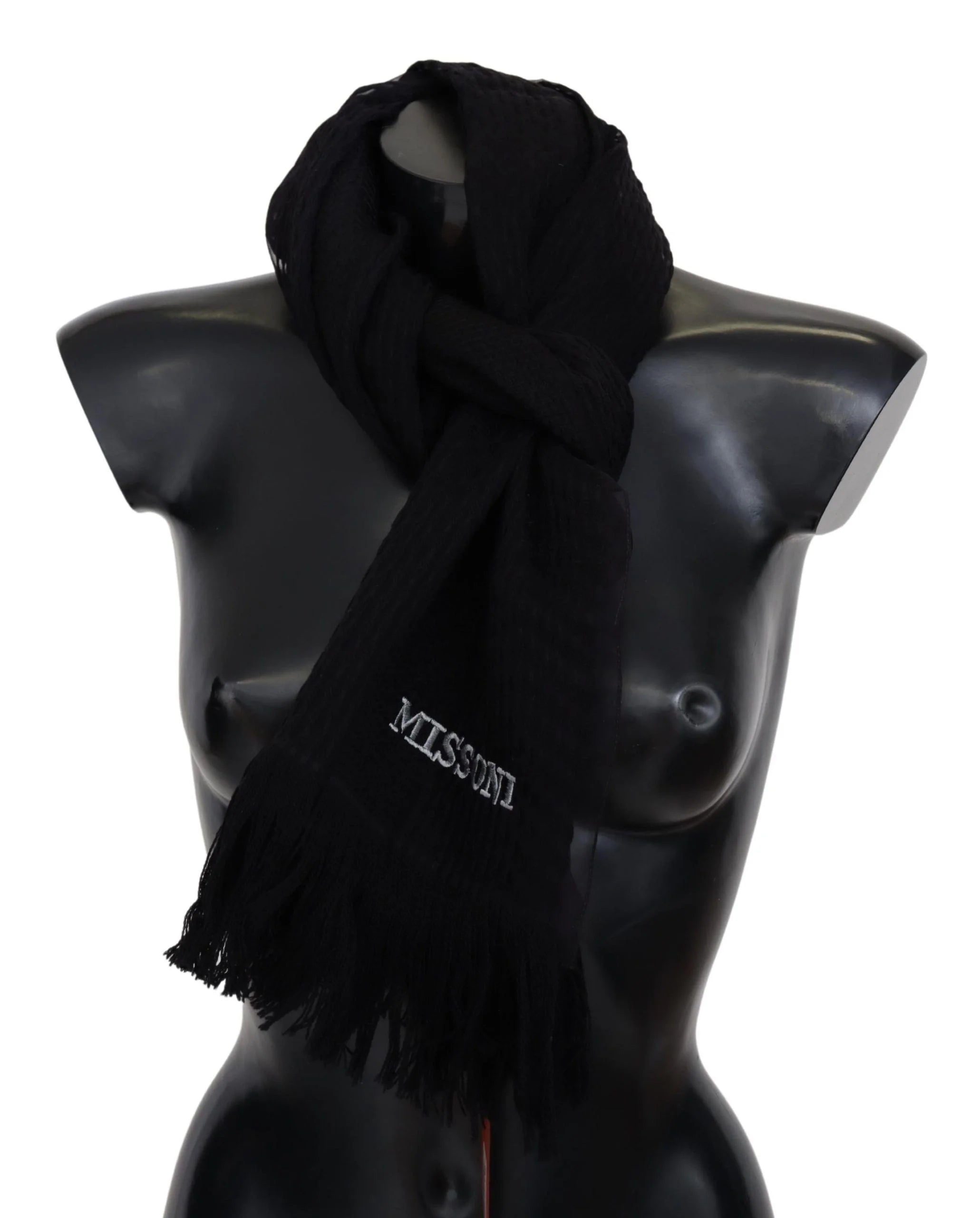 Missoni Black Wool Unisex Neck Warmer Wrap Scarf - Scarves & Shawls