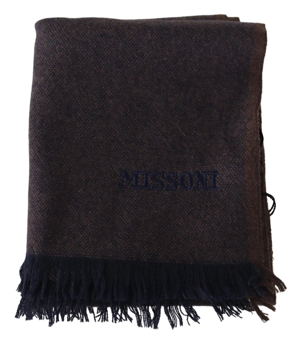 Missoni Brown 100% Cashmere Unisex Neck Wrap Fringes Scarf - Scarves & Shawls