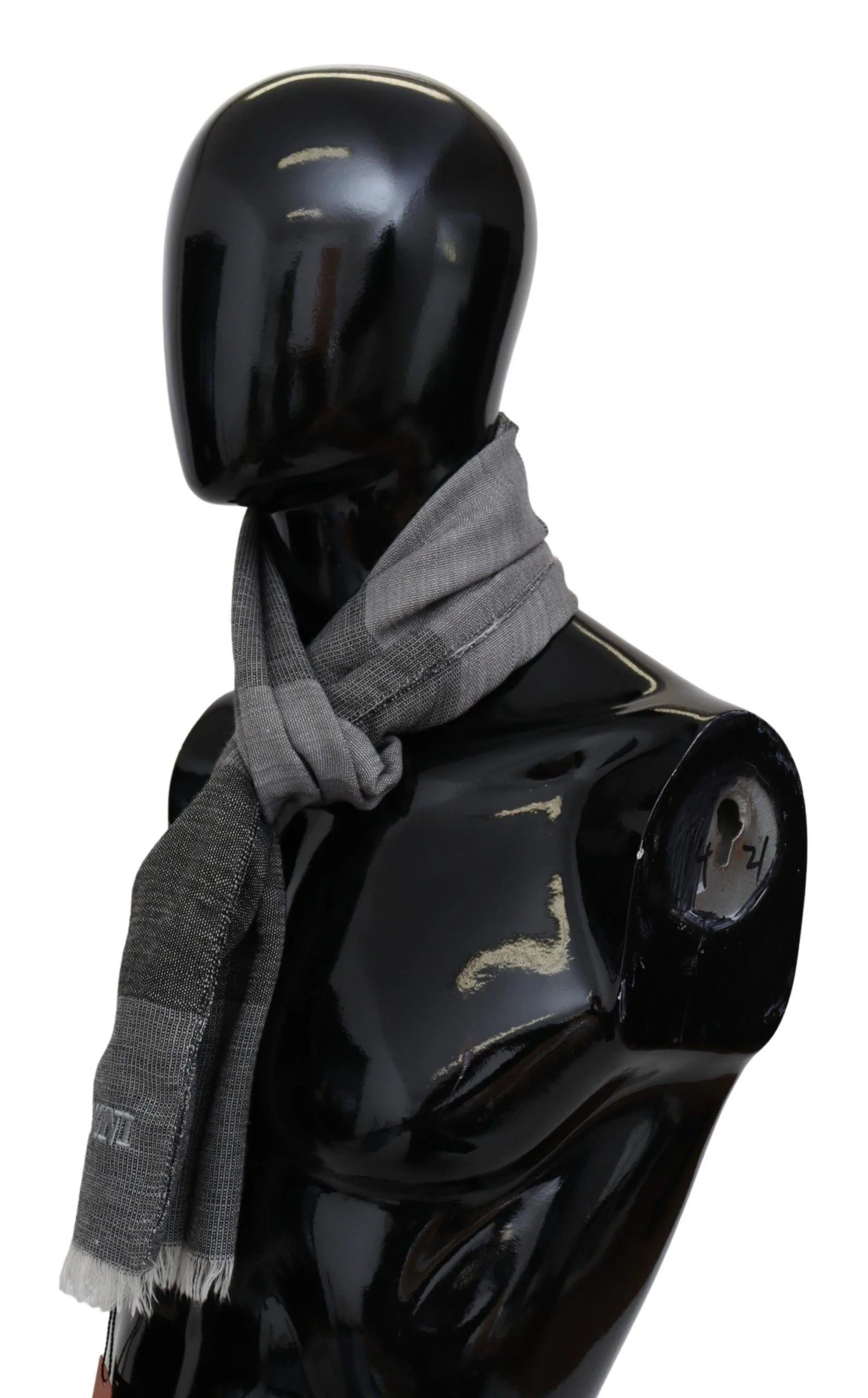 Missoni Gray Striped Wool Unisex Neck Wrap Fringes Scarf - Scarves & Shawls