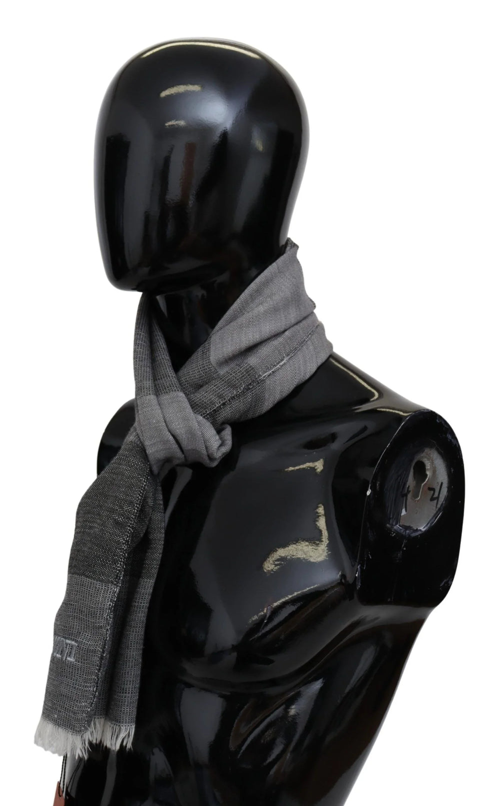 Missoni Gray Striped Wool Unisex Neck Wrap Fringes Scarf - Scarves & Shawls