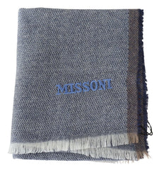Missoni Gray Striped Wool Unisex Neck Wrap Fringes Scarf - Scarves & Shawls