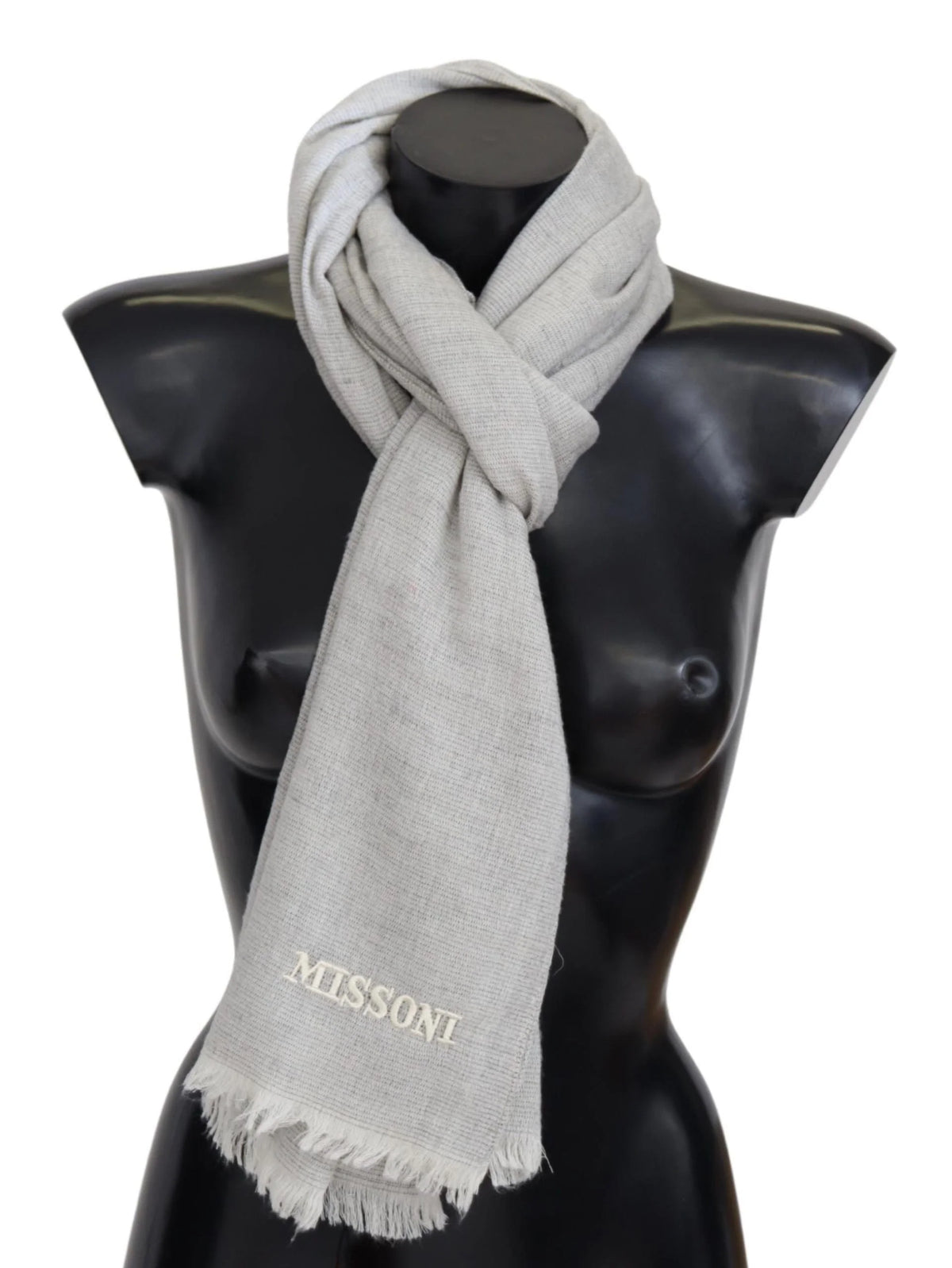Missoni Gray Wool Knit Unisex Neck Wrap Scarf - Scarves & Shawls