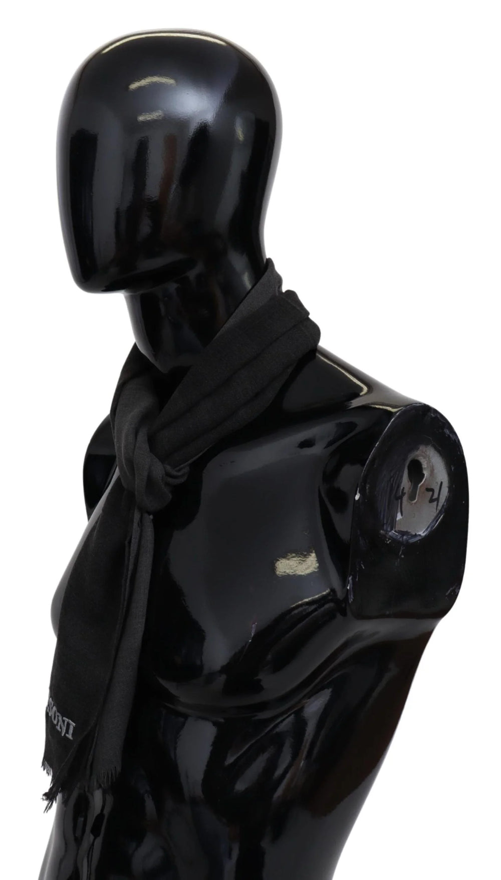 Missoni Gray Wool Unisex Neck Wrap Shawl Fringes Logo Scarf - Scarves & Shawls