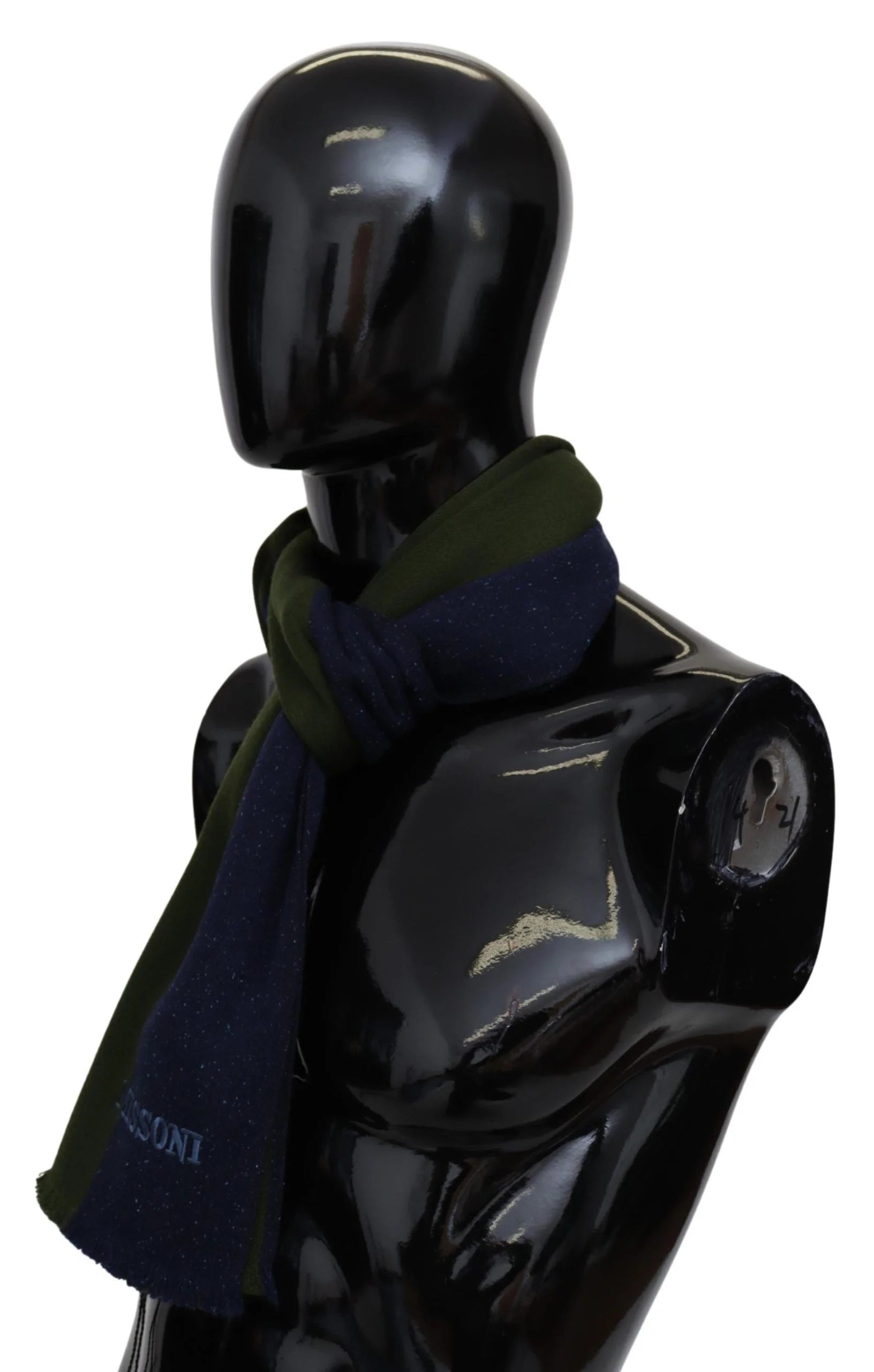 Missoni Green Striped Wool Unisex Neck Wrap Shawl Blue - Scarves & Shawls