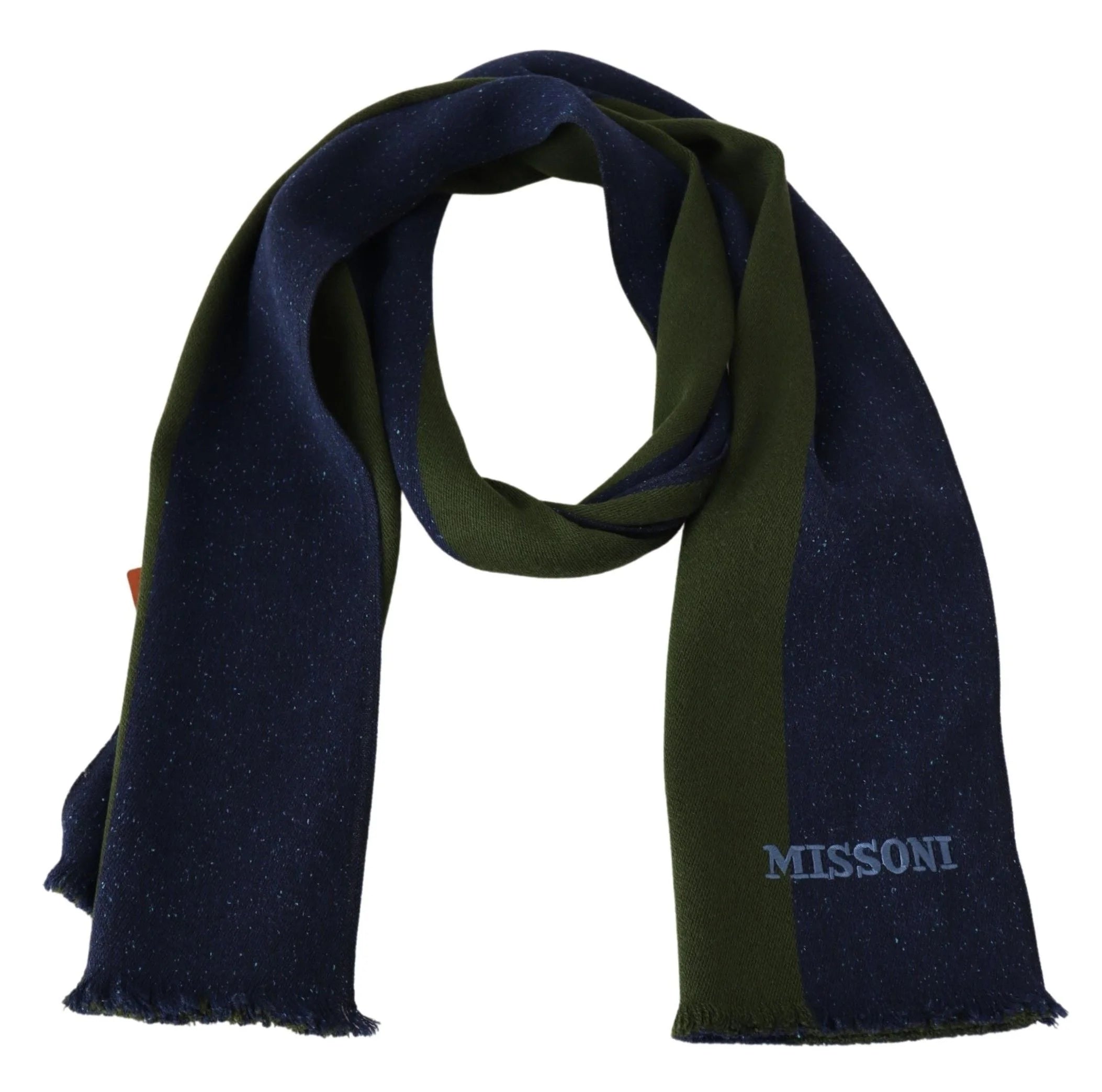 Missoni Green Striped Wool Unisex Neck Wrap Shawl Blue - Scarves & Shawls
