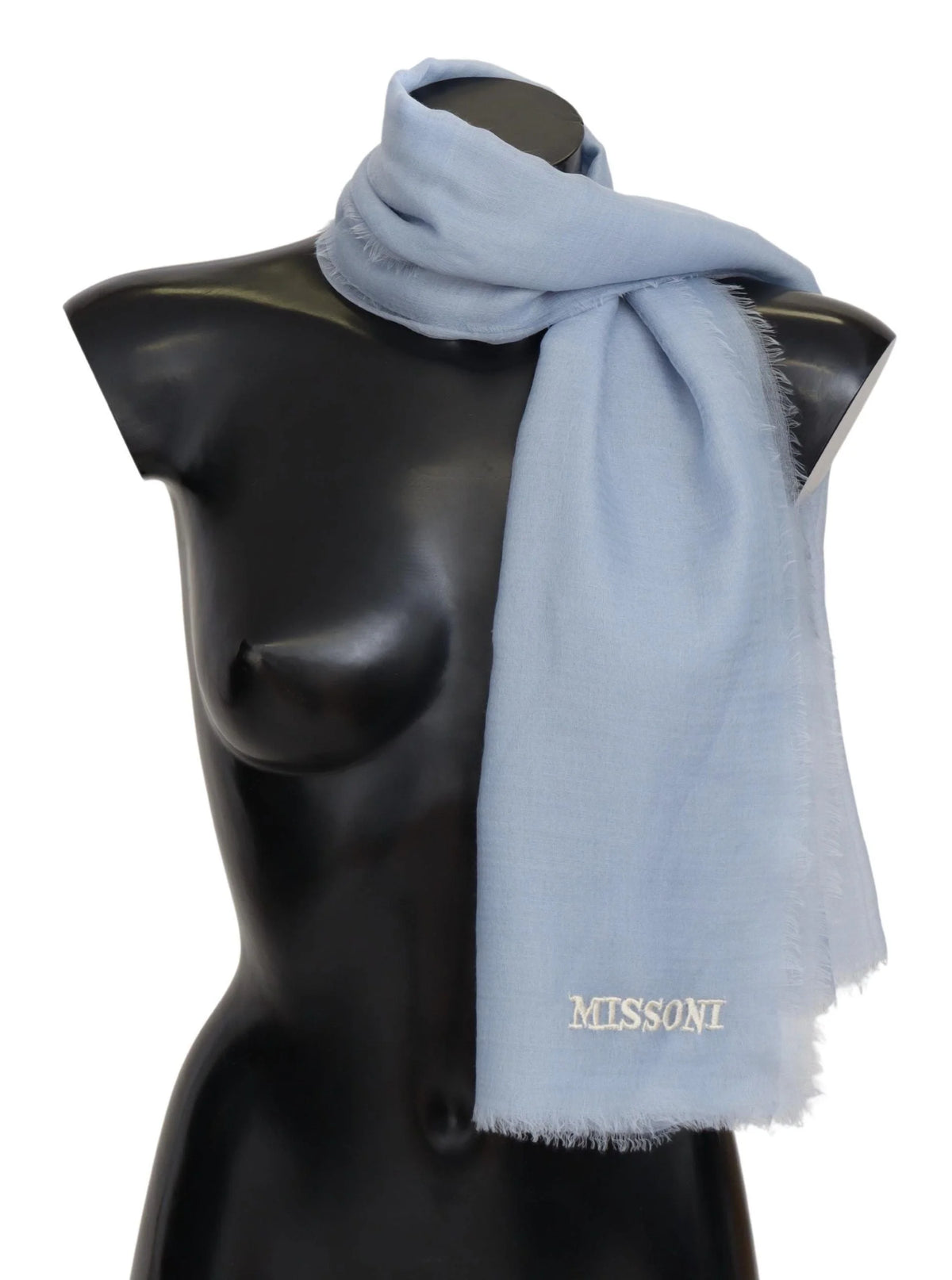 Missoni Light Blue Cashmere Unisex Neck Wrap Scarf - Scarves & Shawls