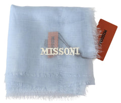 Missoni Light Blue Cashmere Unisex Neck Wrap Scarf - Scarves & Shawls