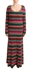 Missoni Multicolor Stripe Wool Knitted Maxi Sheath Dress - IT46|XL - Dresses