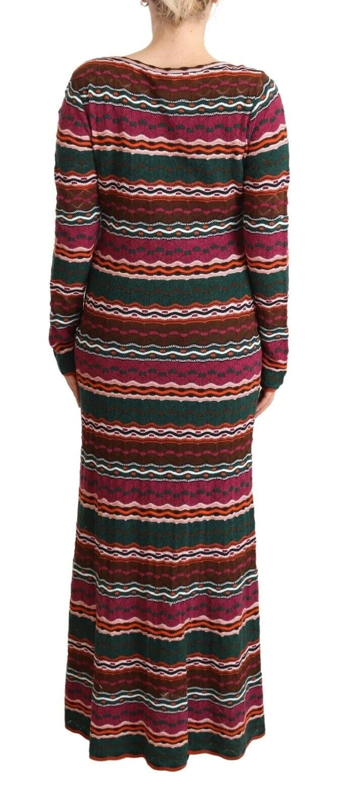 Missoni Multicolor Stripe Wool Knitted Maxi Sheath Dress - IT46|XL - Dresses