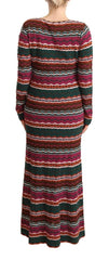Missoni Multicolor Stripe Wool Knitted Maxi Sheath Dress - IT46|XL - Dresses