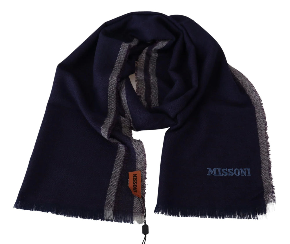 Missoni Multicolor Striped Wool Unisex Wrap Fringes Scarf - Scarves & Shawls