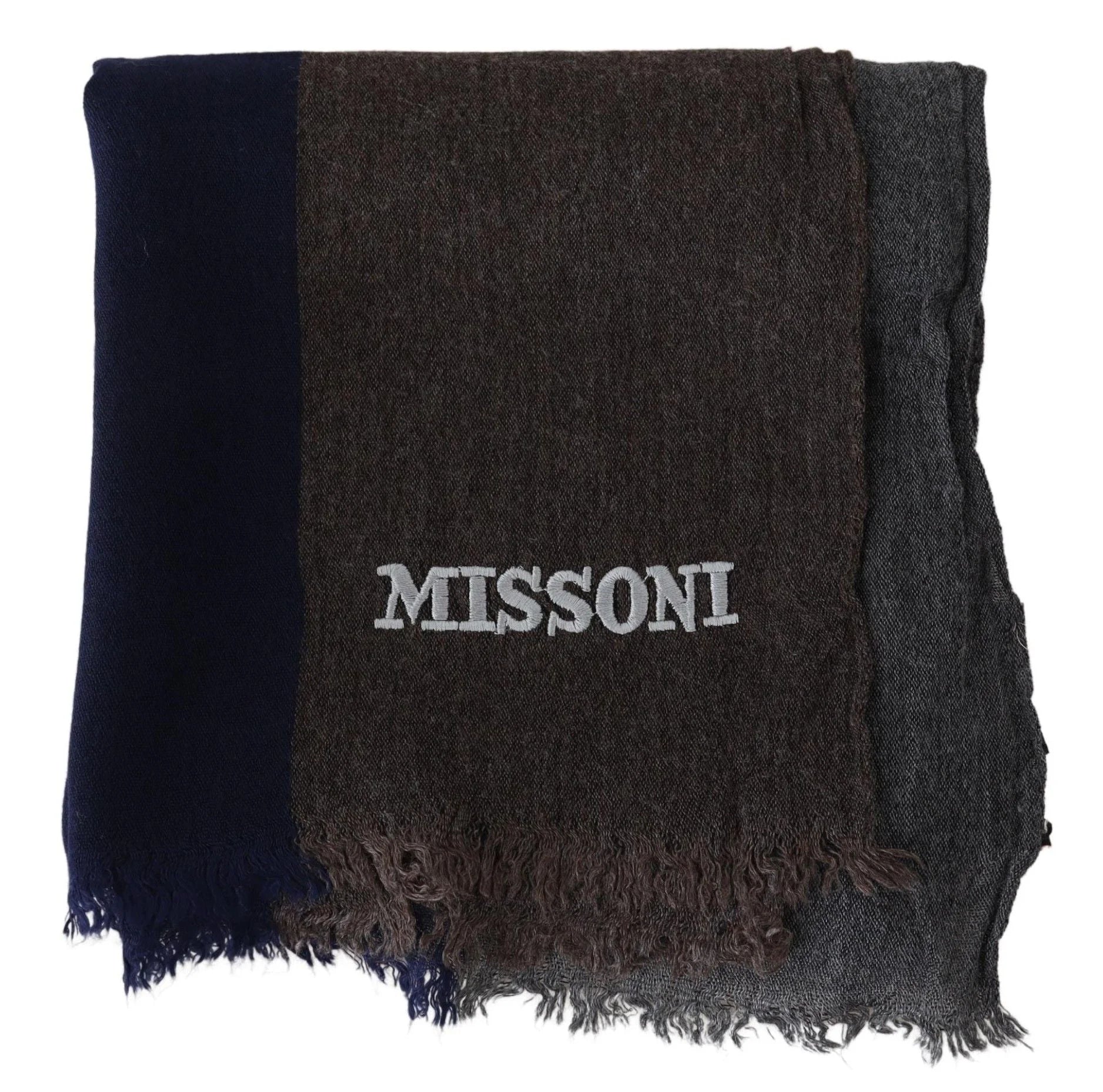 Missoni Multicolor Striped Wool Unisex Wrap Fringes Scarf - Scarves & Shawls