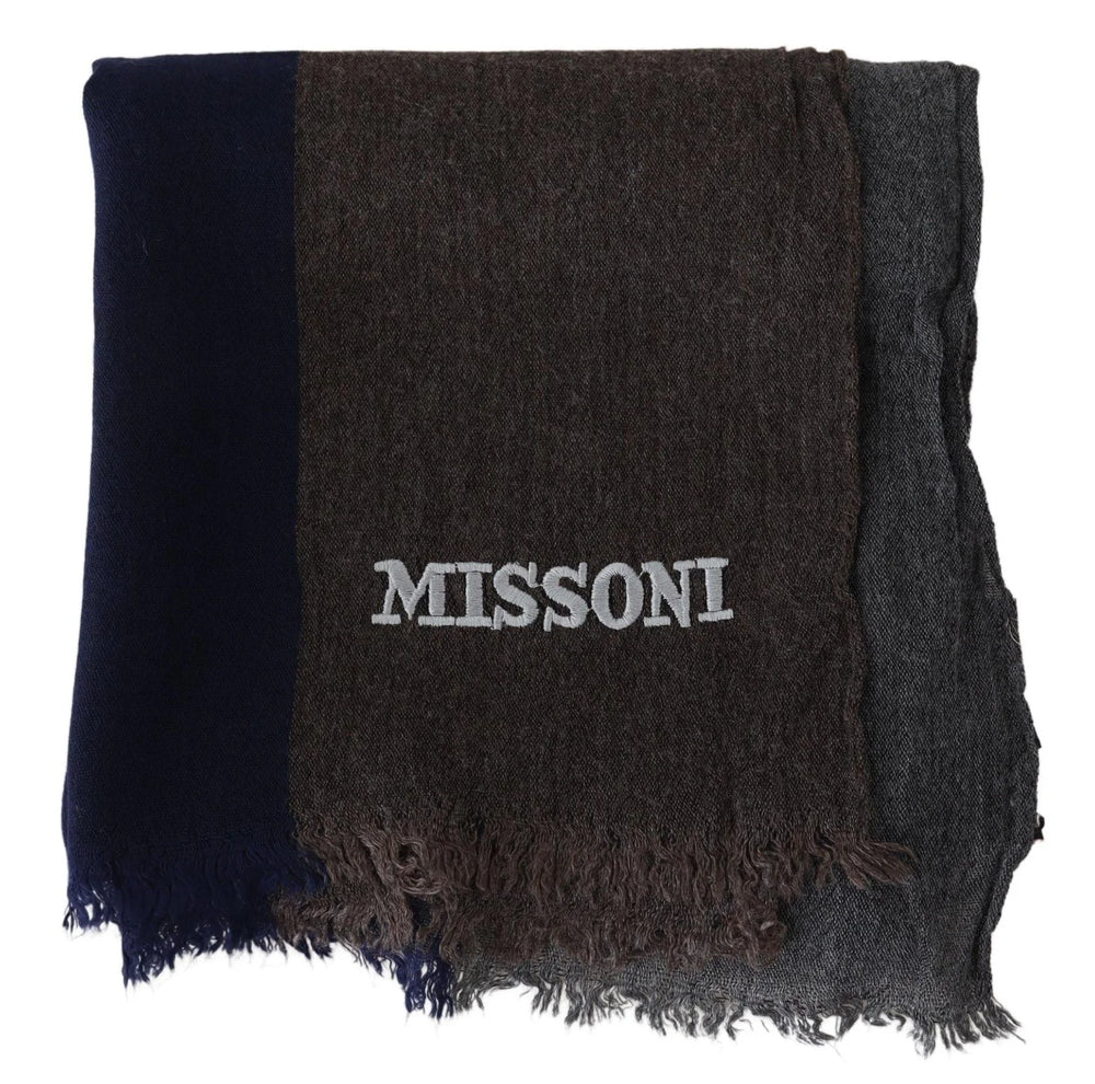 Missoni Multicolor Striped Wool Unisex Wrap Fringes Scarf - Scarves & Shawls
