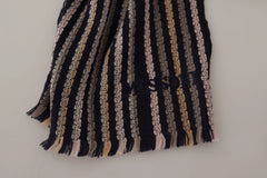 Missoni Multicolor Stripes Wool Knit Fringe Shawl Scarf - Scarves & Shawls
