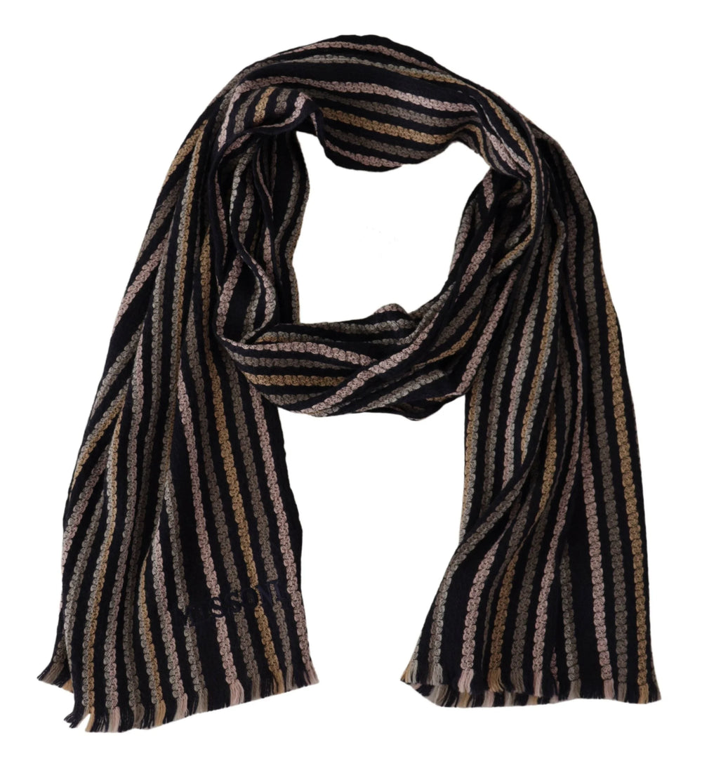 Missoni Multicolor Stripes Wool Knit Fringe Shawl Scarf - Scarves & Shawls