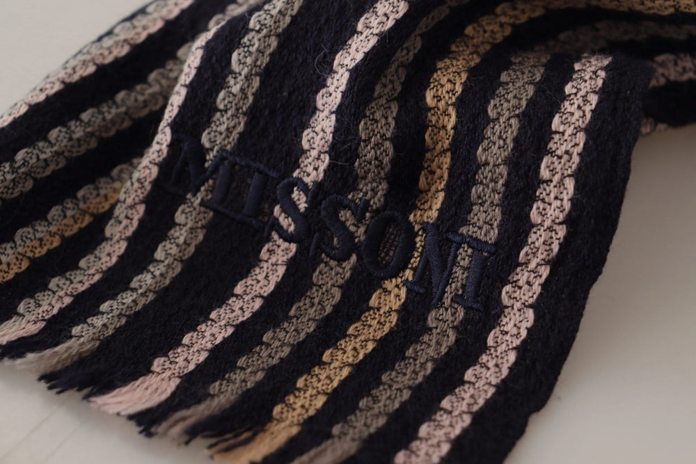 Missoni Multicolor Stripes Wool Knit Fringe Shawl Scarf - Scarves & Shawls