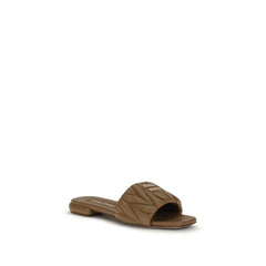 Miu Miu Beige Calf Leather Bos Taurus Flat Sandals