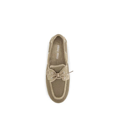 Miu Miu Beige Calf Leather Bos Taurus Slip-On Loafers