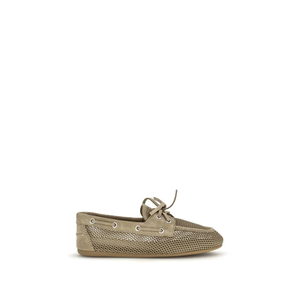 Miu Miu Beige Calf Leather Bos Taurus Slip-On Loafers
