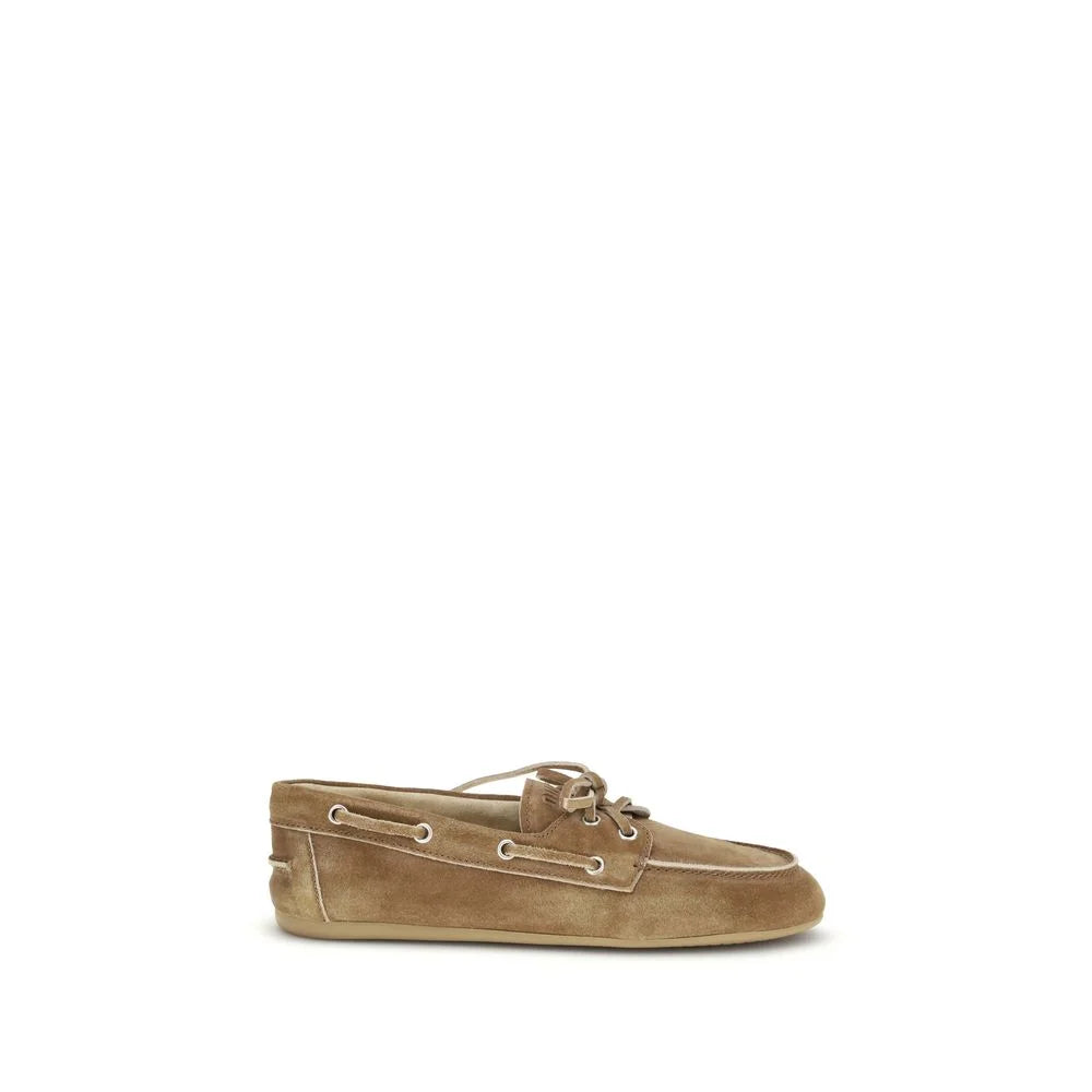 Miu Miu Beige Calf Leather Bos Taurus Slip-On Loafers - EU37.5/US7.5