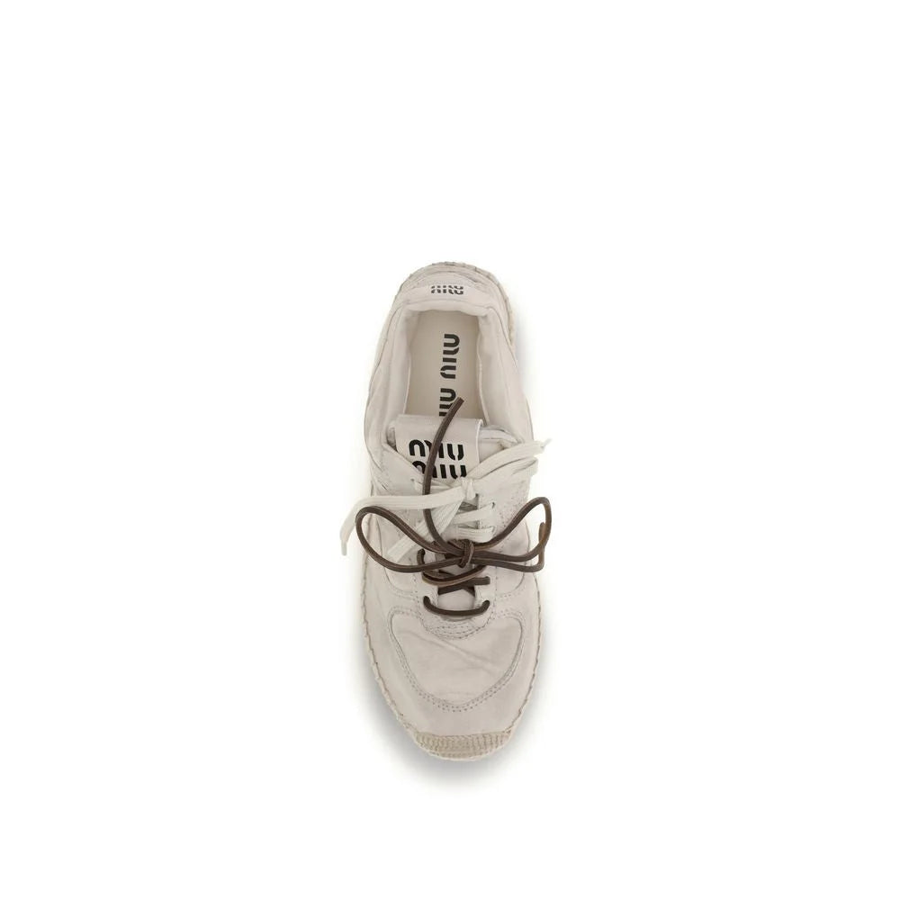 Miu Miu Beige Cotton Platform Sneakers - EU41/US11