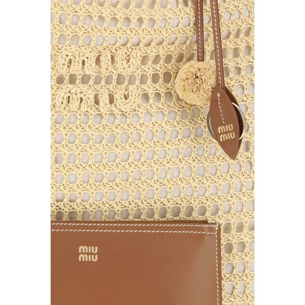 Miu Miu Beige Cotton Shoulder Bag