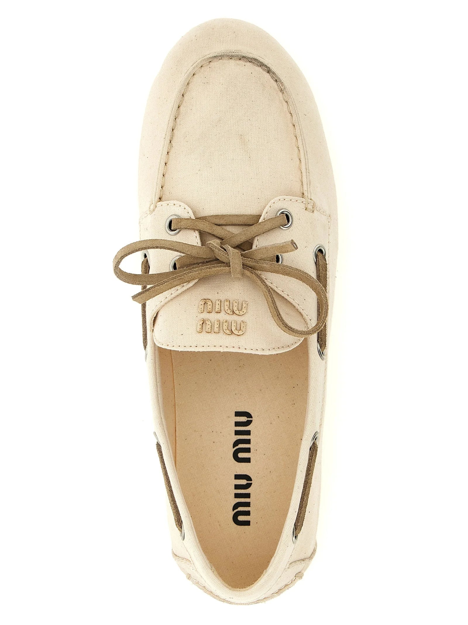 Miu Miu Beige Cotton Slip-On Loafers - EU40/US10