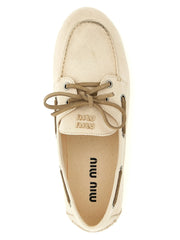 Miu Miu Beige Cotton Slip-On Loafers - EU40/US10