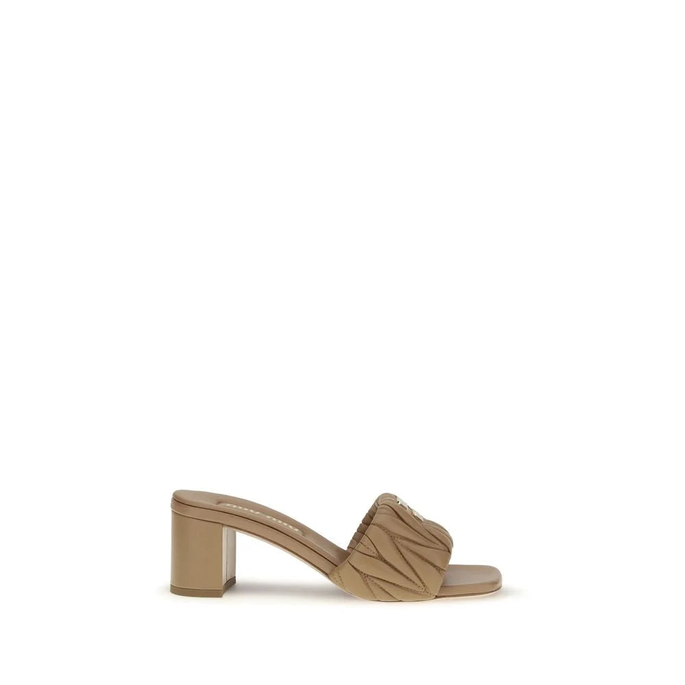 Miu Miu Beige Lamb Ovis Aries Aries Platform Sandals - EU37.5/US7.5