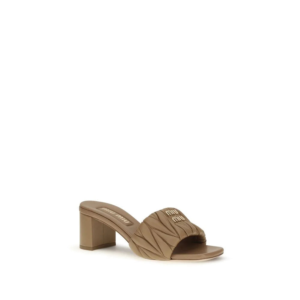 Miu Miu Beige Lamb Ovis Aries Aries Platform Sandals - EU37.5/US7.5