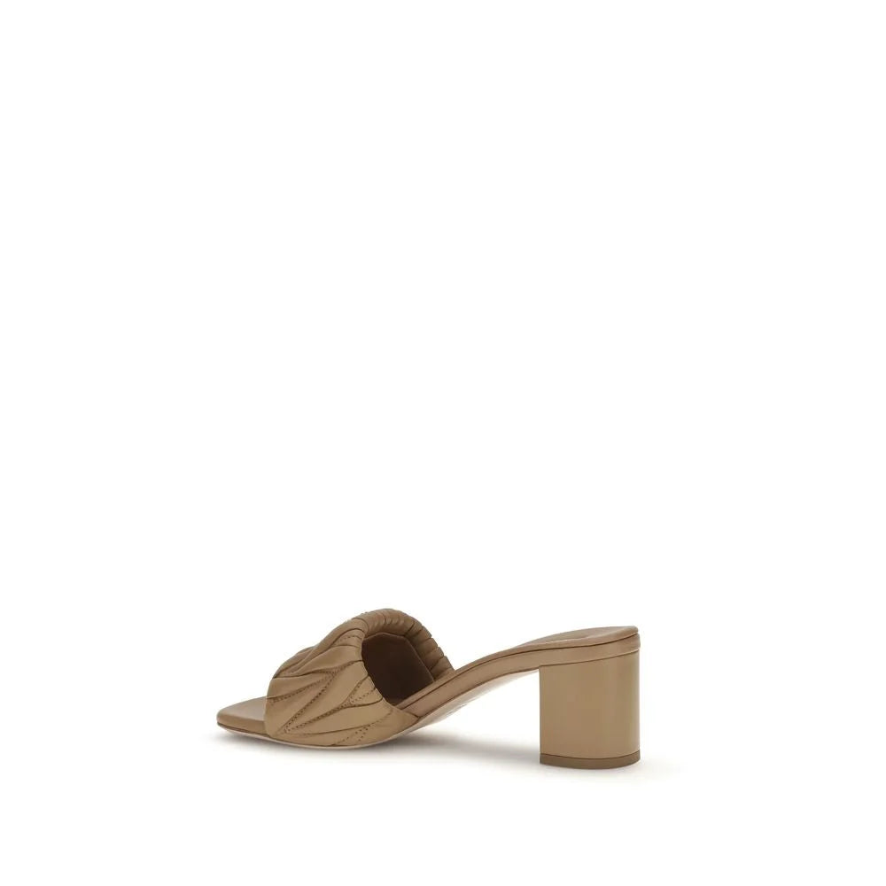 Miu Miu Beige Lamb Ovis Aries Aries Platform Sandals - EU37.5/US7.5
