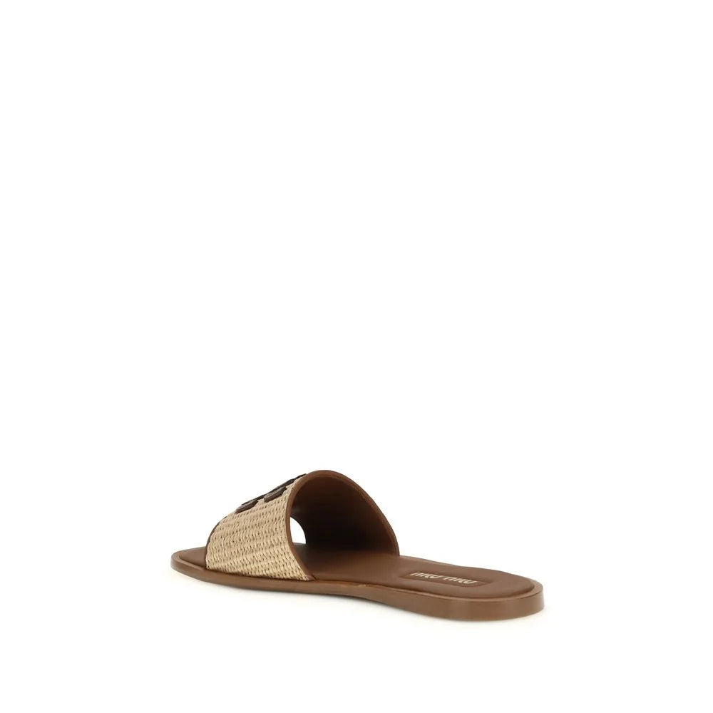Miu Miu Beige Nylon Slippers - EU36/US6