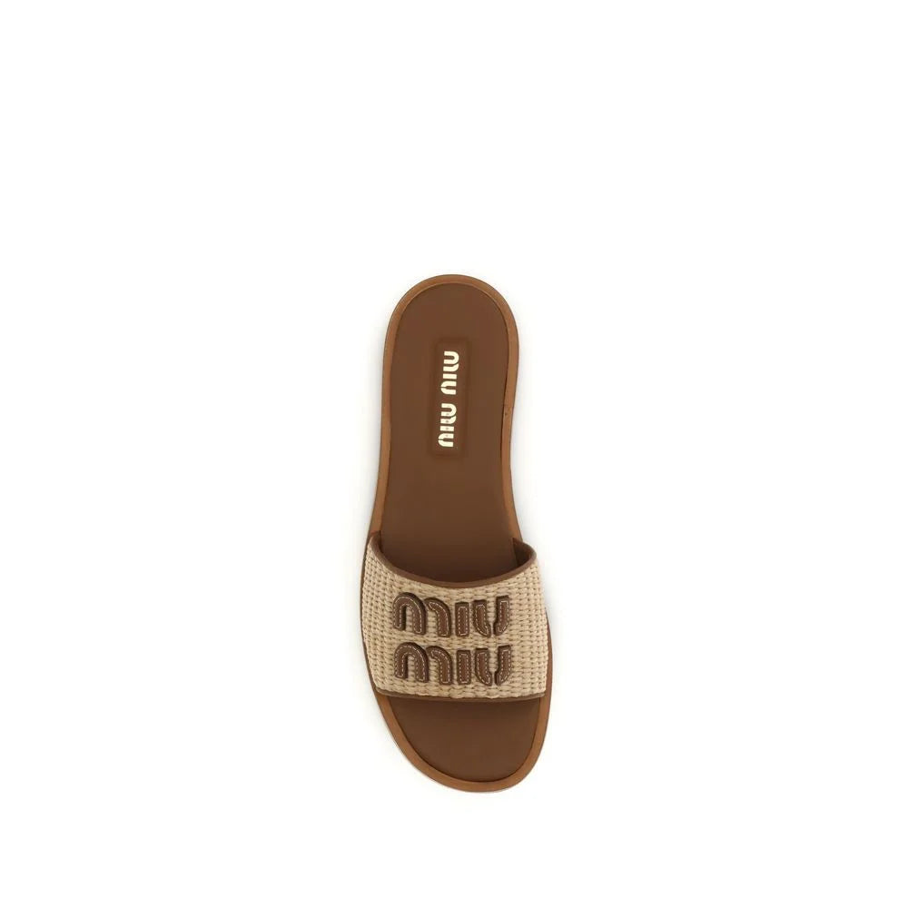 Miu Miu Beige Nylon Slippers - EU36/US6
