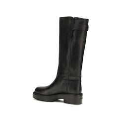 Miu Miu Black Calf Leather Bos Taurus Flat Boots